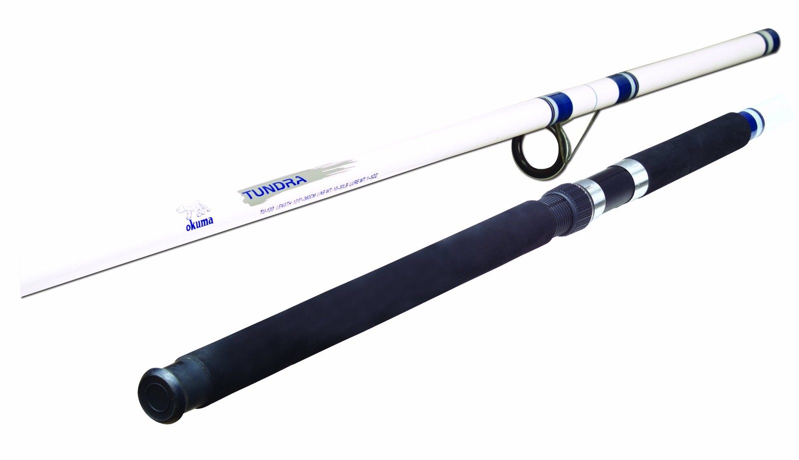 Okuma Tundra Surf Glass Spinning Rods (Large, White/Blue) 12′, White/Blue