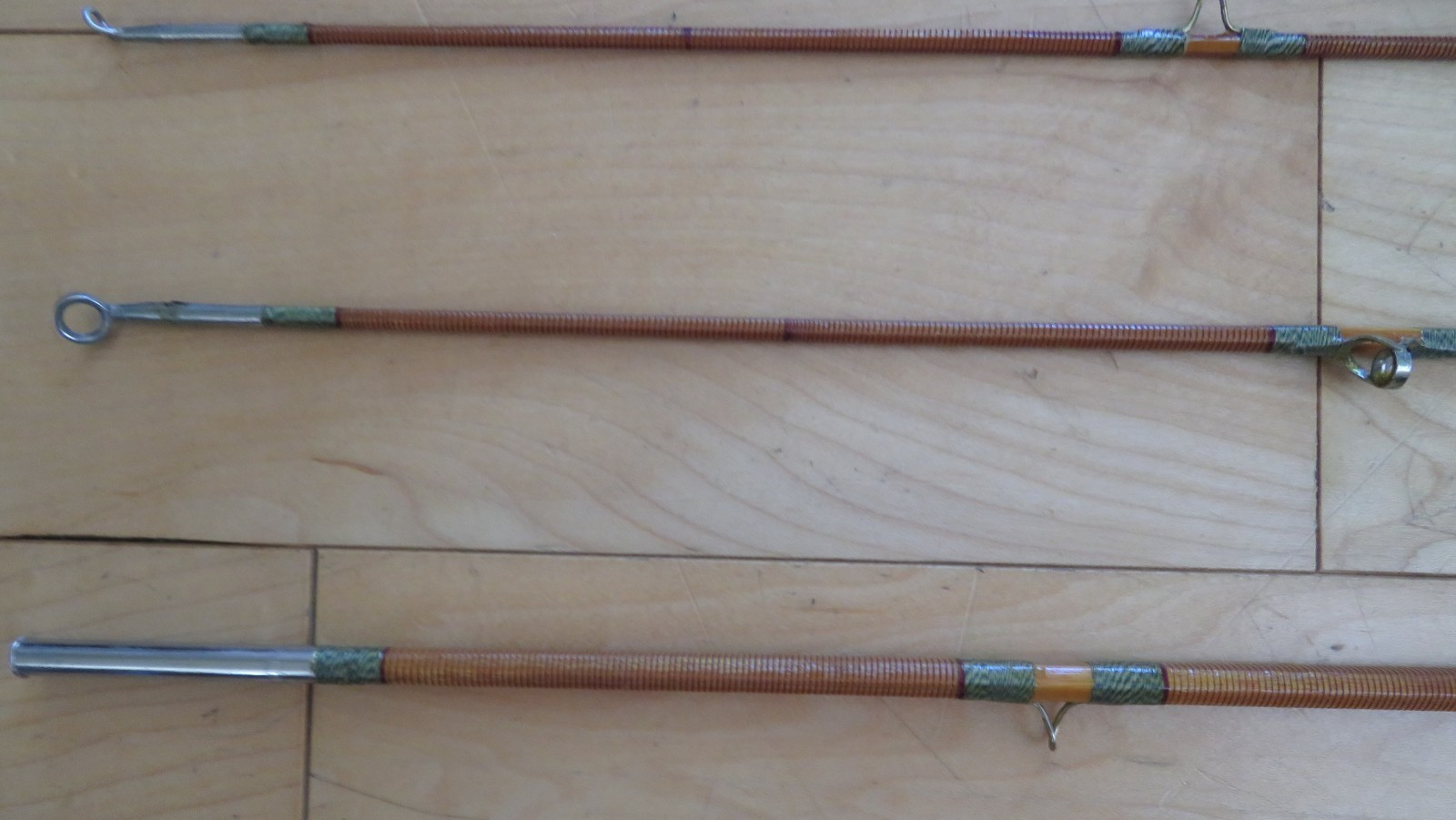 Vintage Crown Japanese 8′ Bamboo Fly Fishing Rod Set w/ Crown Brand Box & Gear
