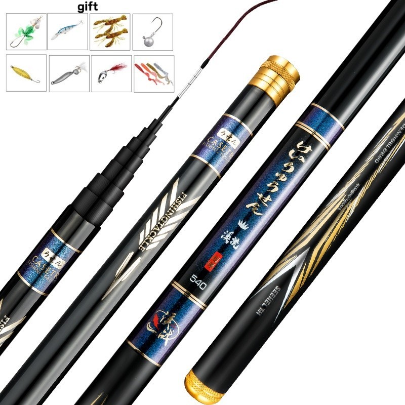 Carbon Fiber Fishing Rod Telescopic Ultra-light 3.6m 4.5m 5.4m 8m 9m Stream Rods