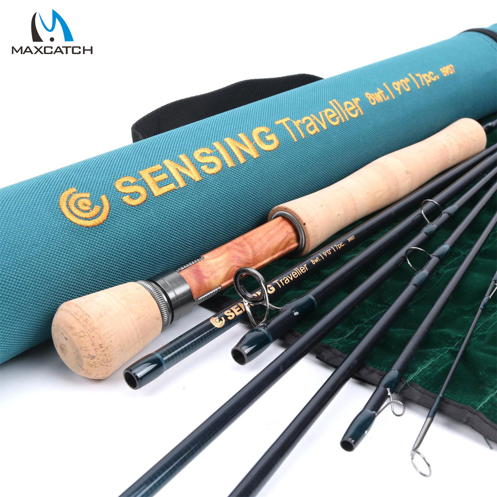 Maxcatch 5/6/7/8wt 9ft 7pcs Traveler Fly Fishing Rod Medium-fast, IM10 Carbon