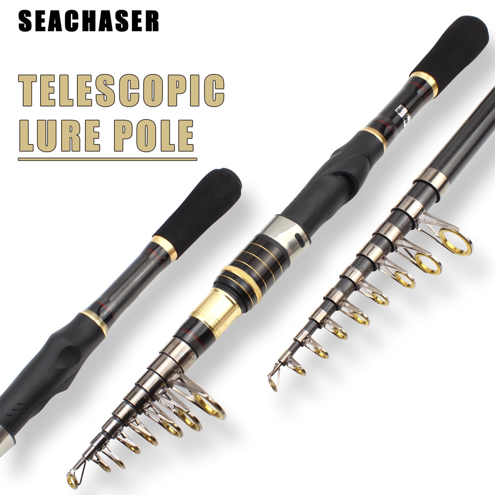 1.8M-3.0M Telescopic Fishing Rod Carbon Fiber Sea Fishing Pole Super Hard