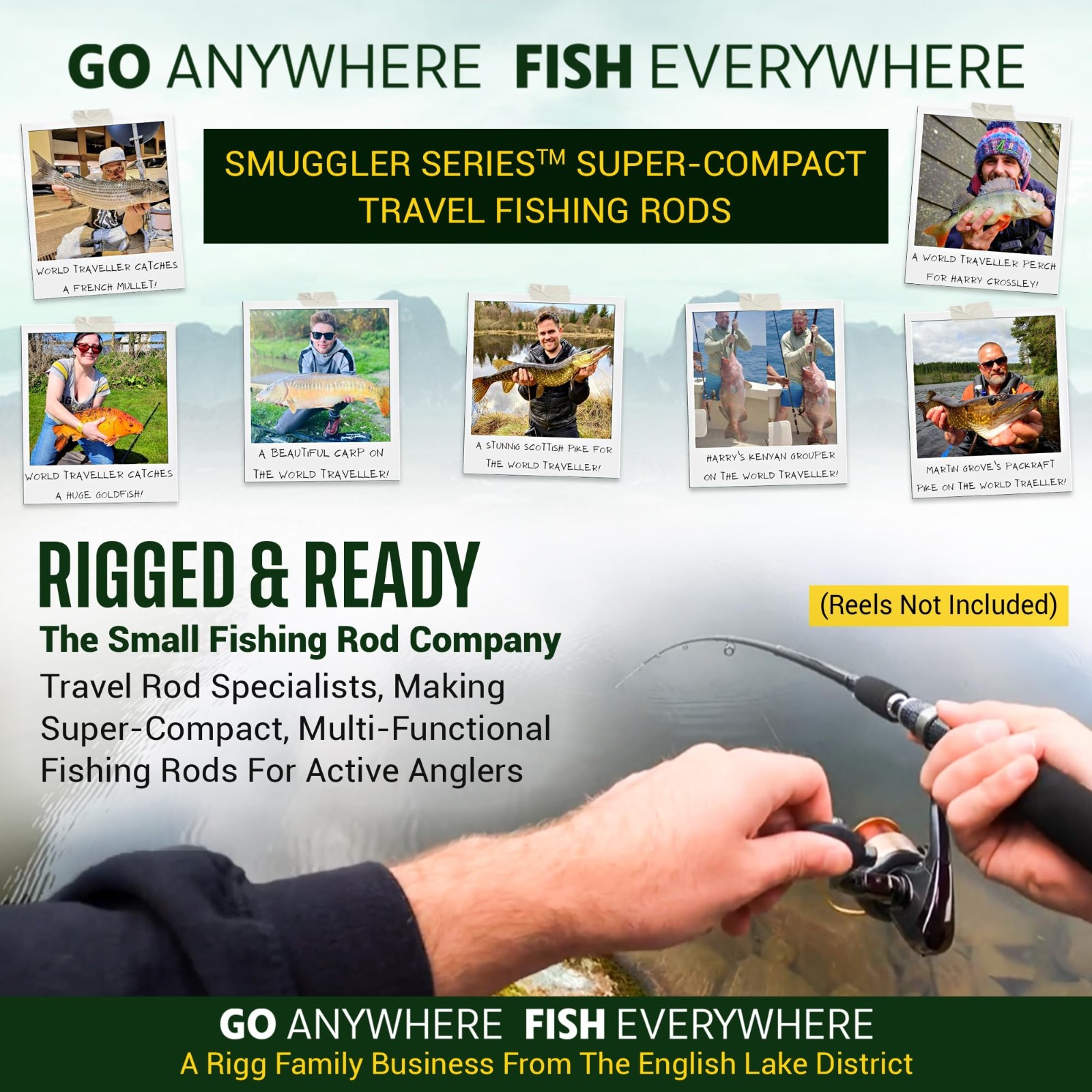 Smuggler 6 Compact Portable Travel Fishing Rod & Case 7.3’ spin,general fishing