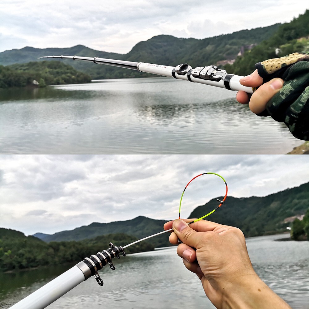3M/9.84ft Carbon Fiber Telescopic Fishing Rod Ceramic Guide Ring Spinning Pole