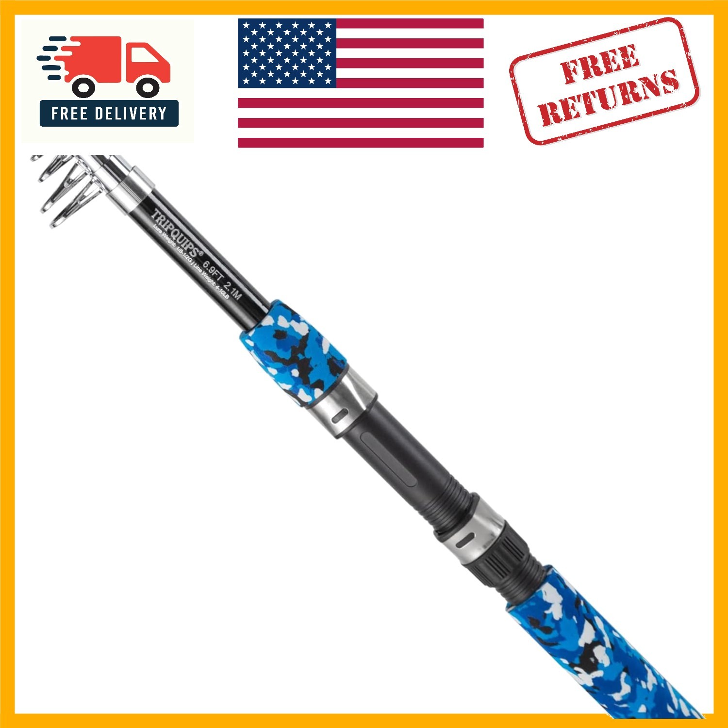 6.9FT Telescopic Fishing Rod – Lightweight Fiberglass Spinning Pole for Anglers