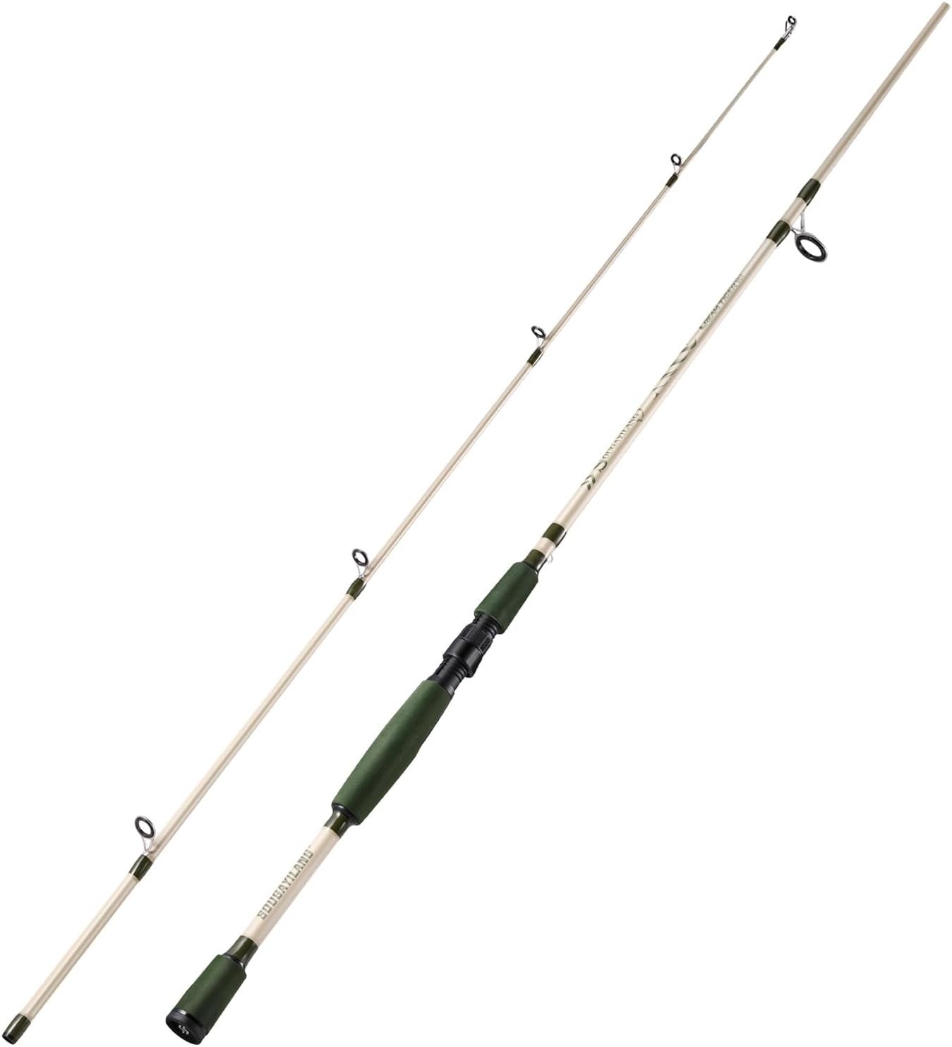 24T Carbon Glass Spinning Rod 2pc 6ft Bass Trout Crappie Travel Fishing – Green