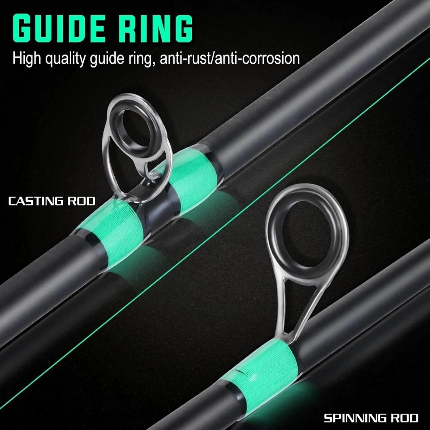 4 Section Fiberglass Spinner Baitcasting Fishing Rod Tone Pole Fishing Tackle