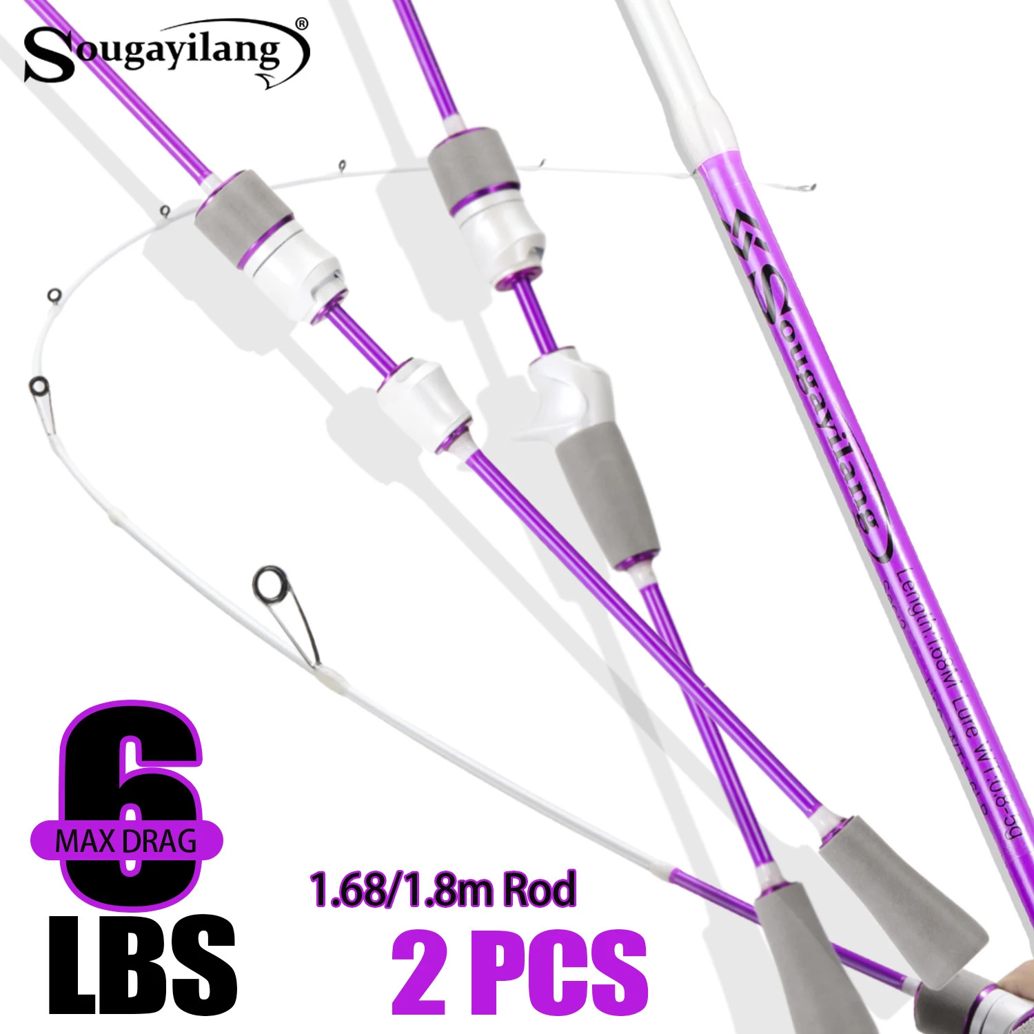2 Sections 1.68M/1.8M Casting/Spinning Fishing Rod High Sensitivity Carbon Light