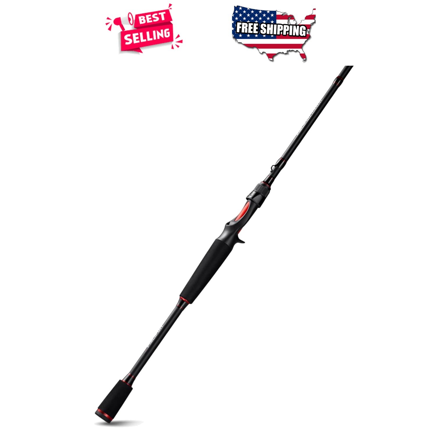 Spinning Fishing Rod 2pc IM6 Carbon Fiber Moderate Action 7ft Black EVA Handle