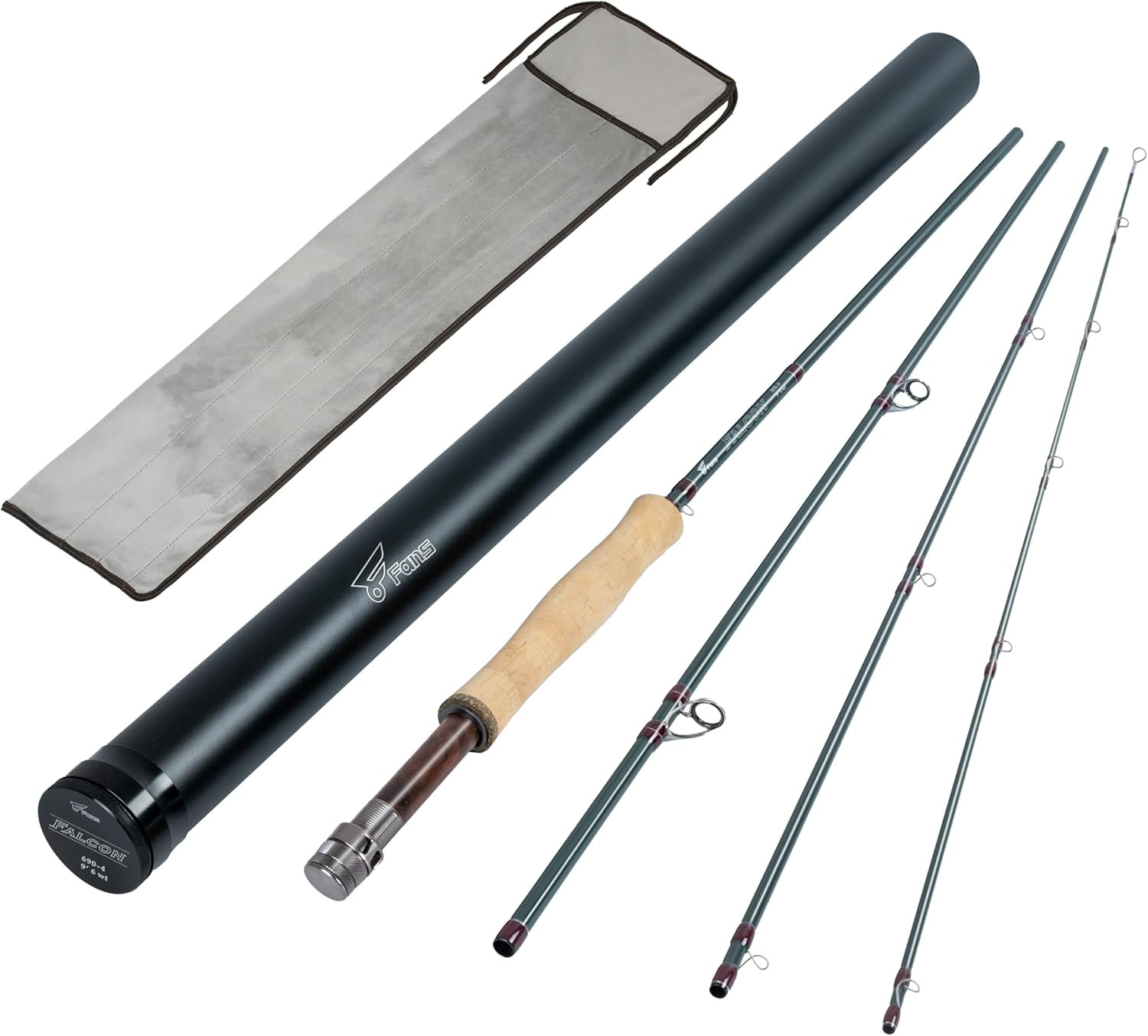 8Fans Fly Fishing Rod 8.5FT 4WT Fast Action w/ Tube • AAAA Cork • PacBay Guides