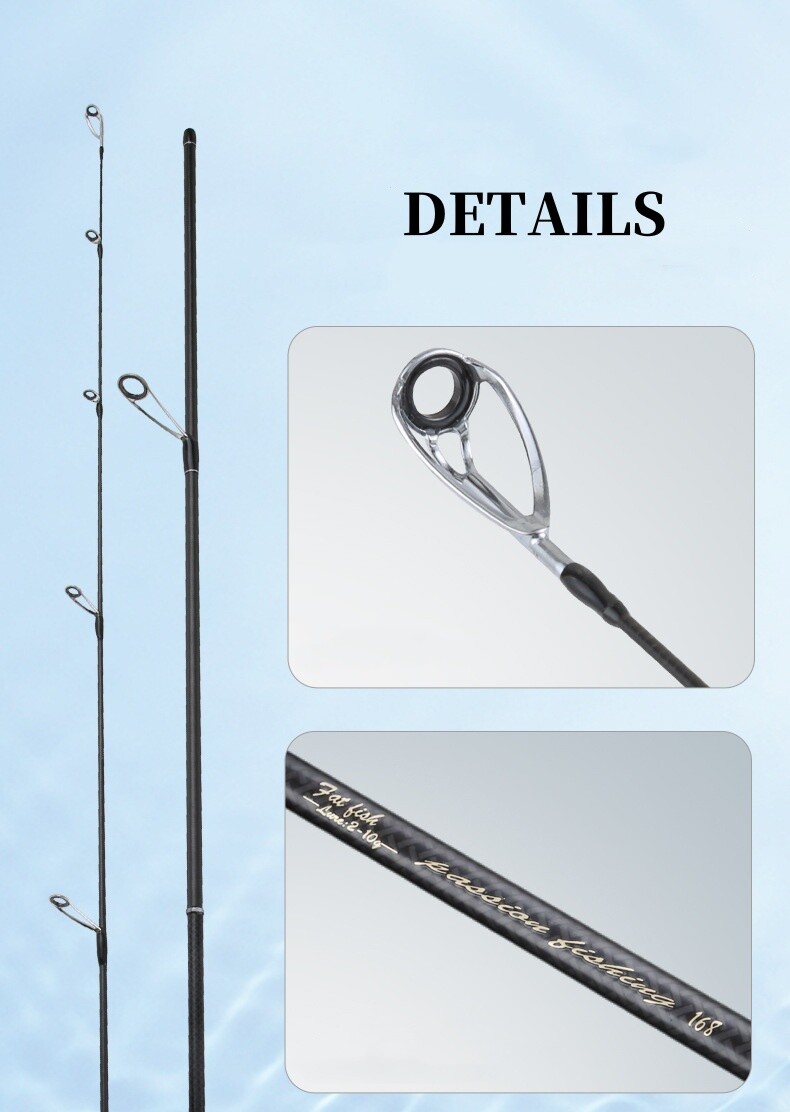 Fishing Rod 1.68M 1.8M Spinning Carbon Fiber Rod Lure Fishing Rod 2 section Pole
