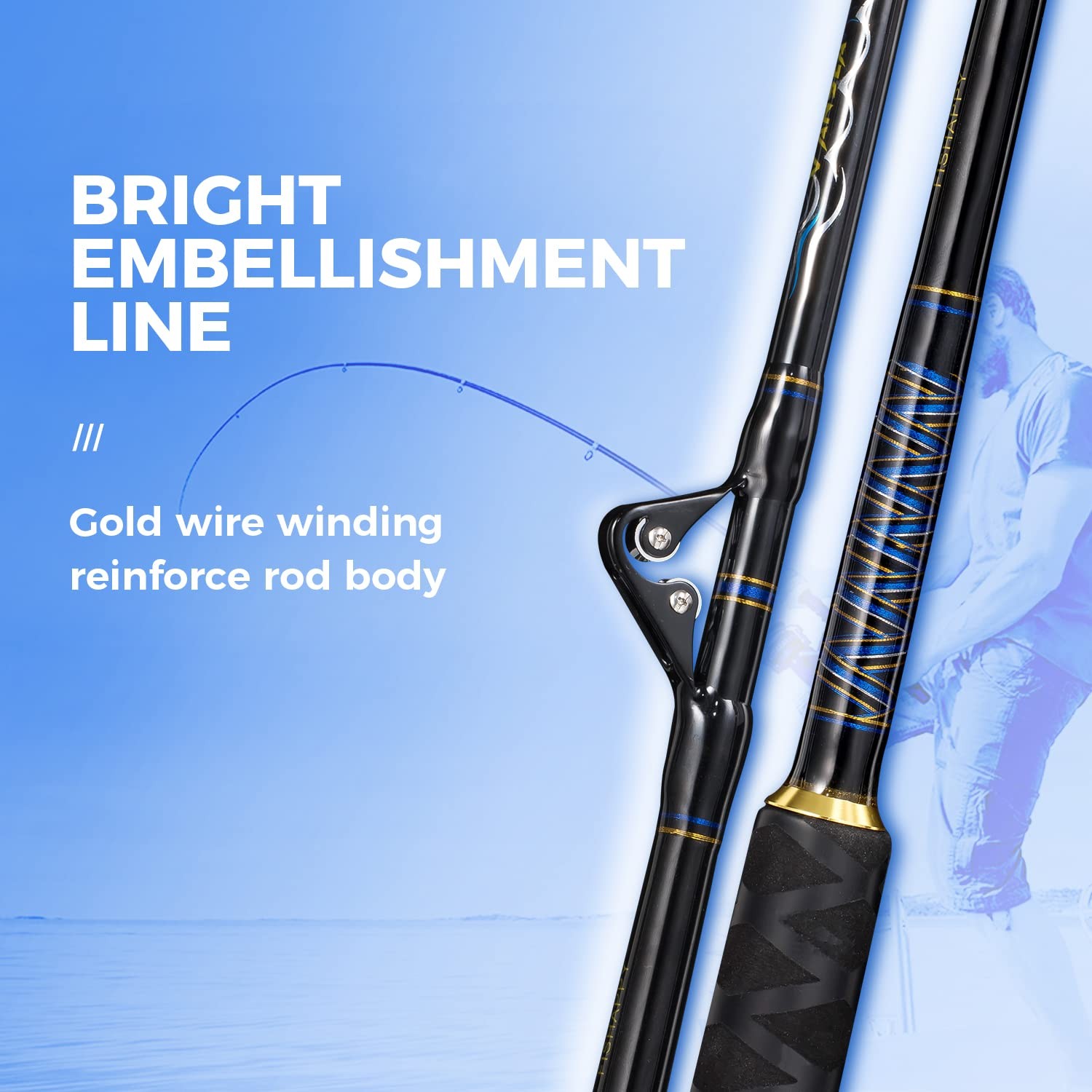 Trolling Rod Saltwater Offshore Heavy Roller Rod Bent Butt Trolling Rod Big Game