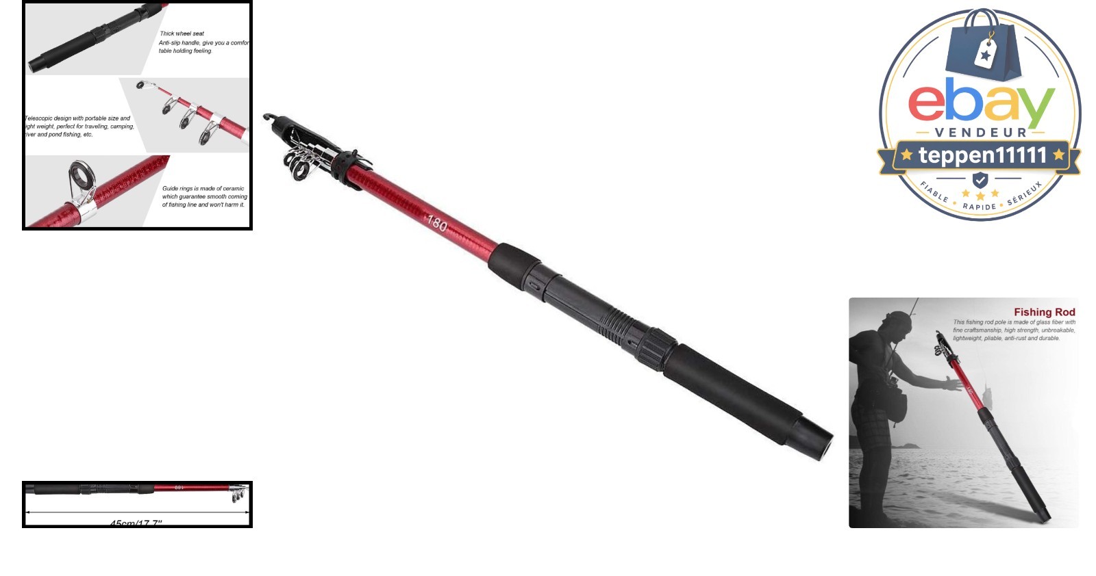 Fishing Rod Telescopic Lightweight Spinning Fishing Pole 1.8M
