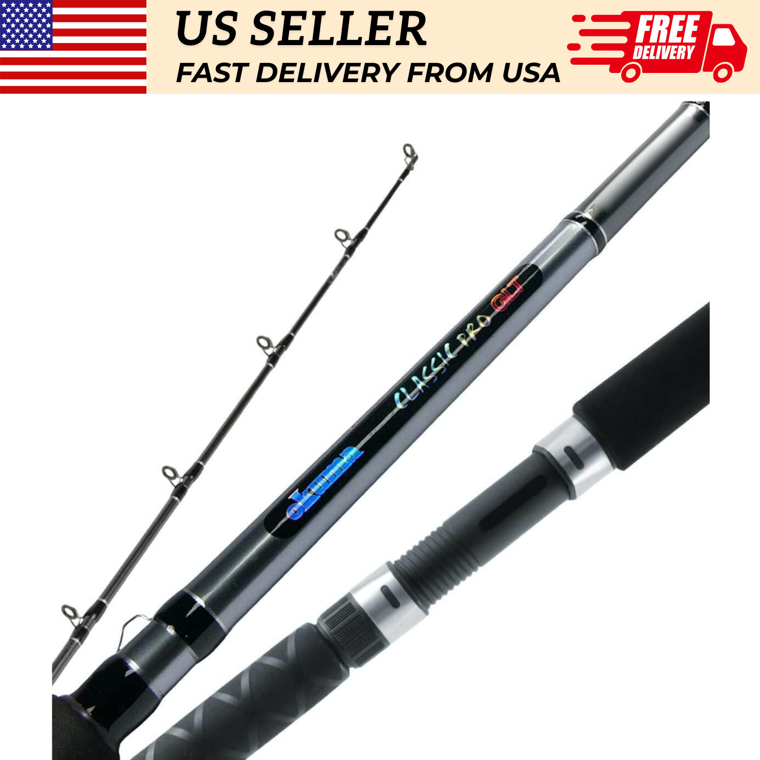 Okuma Classic Pro GLT 7’6″ Downrigger Rod Medium Light Trolling Fishing Lake