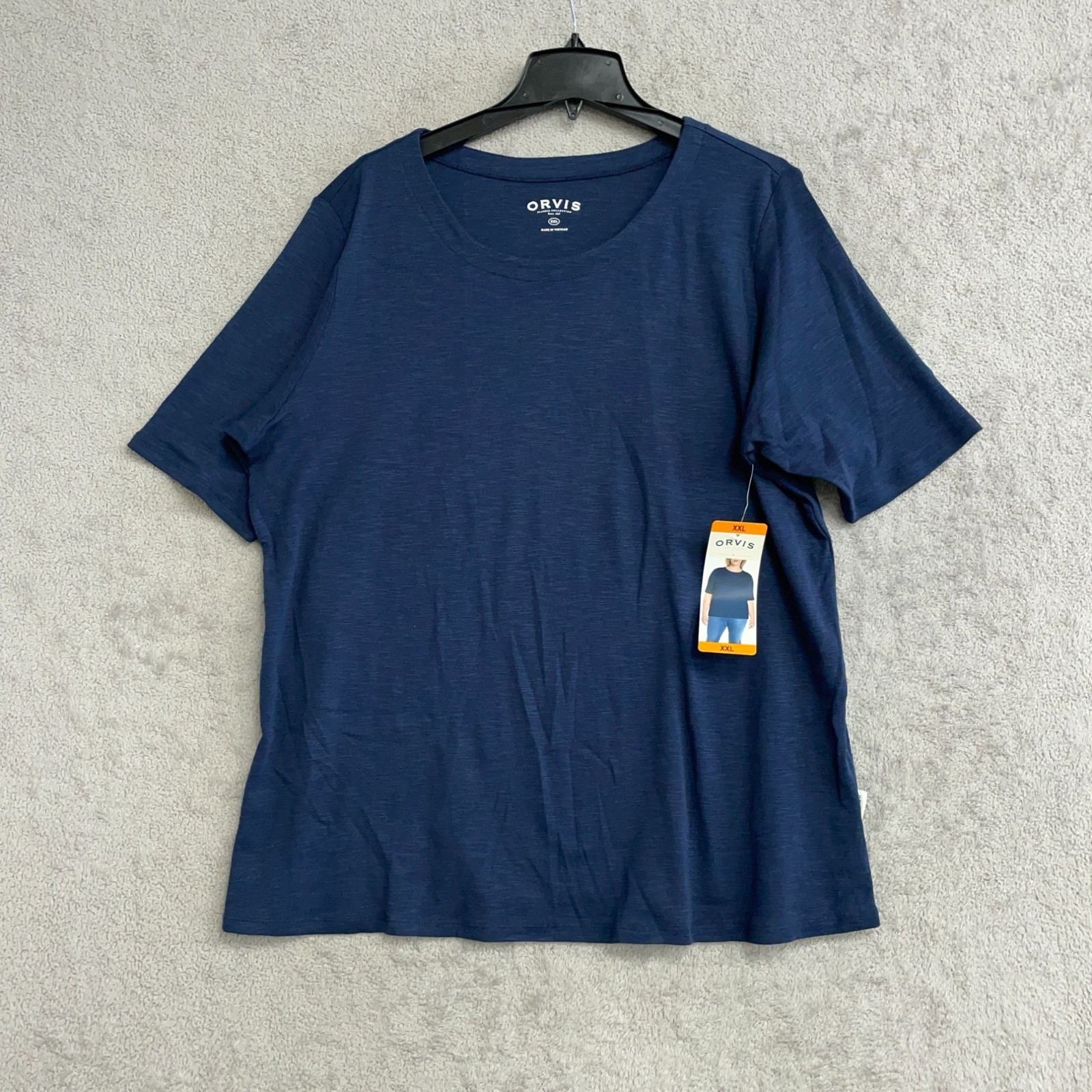 NWT Orvis Women’s XXL Navy Blue Pima Cotton Classic Fit Short T-Shirt P0608