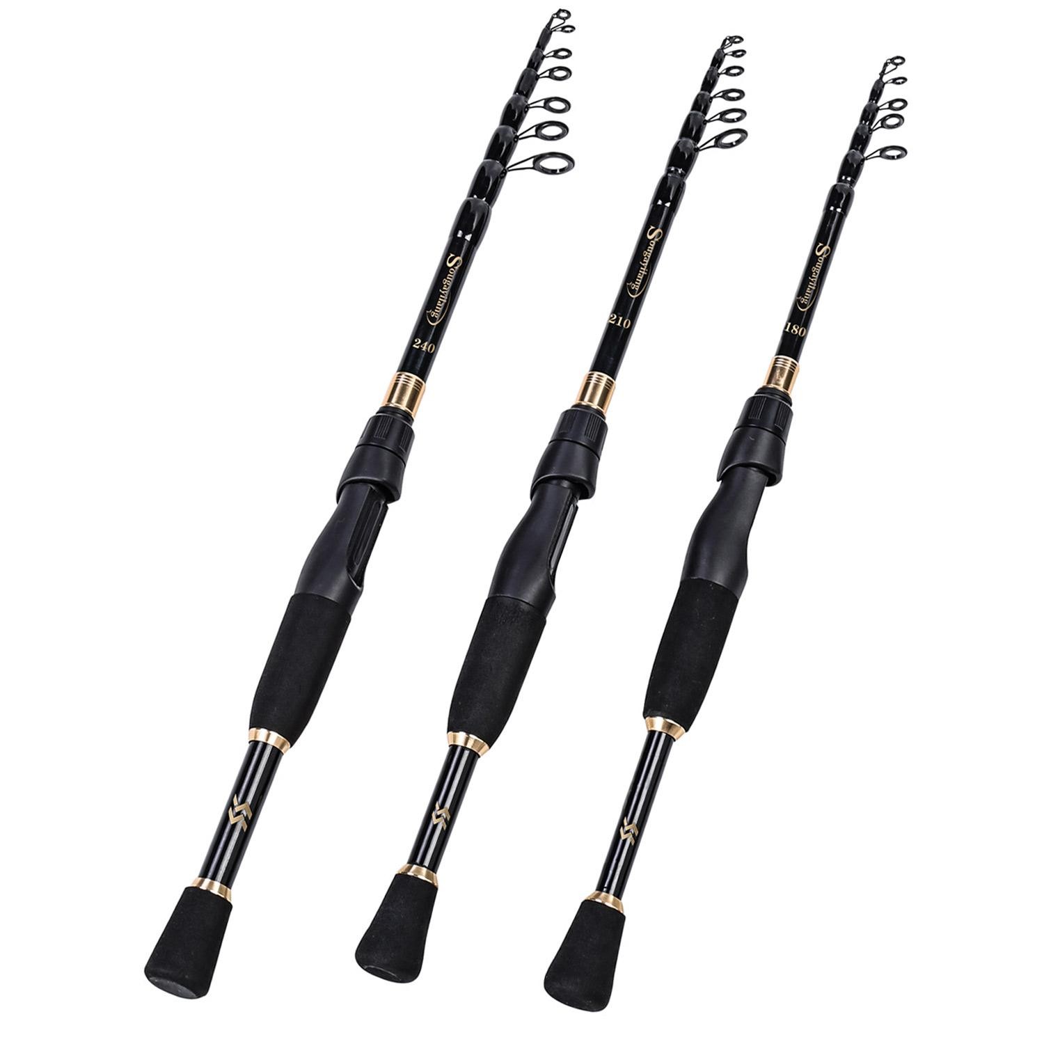 Sougayilang Telescopic Fishing Rod Carbon Fiber Ultralight Spinning Pole 1.8-2.4