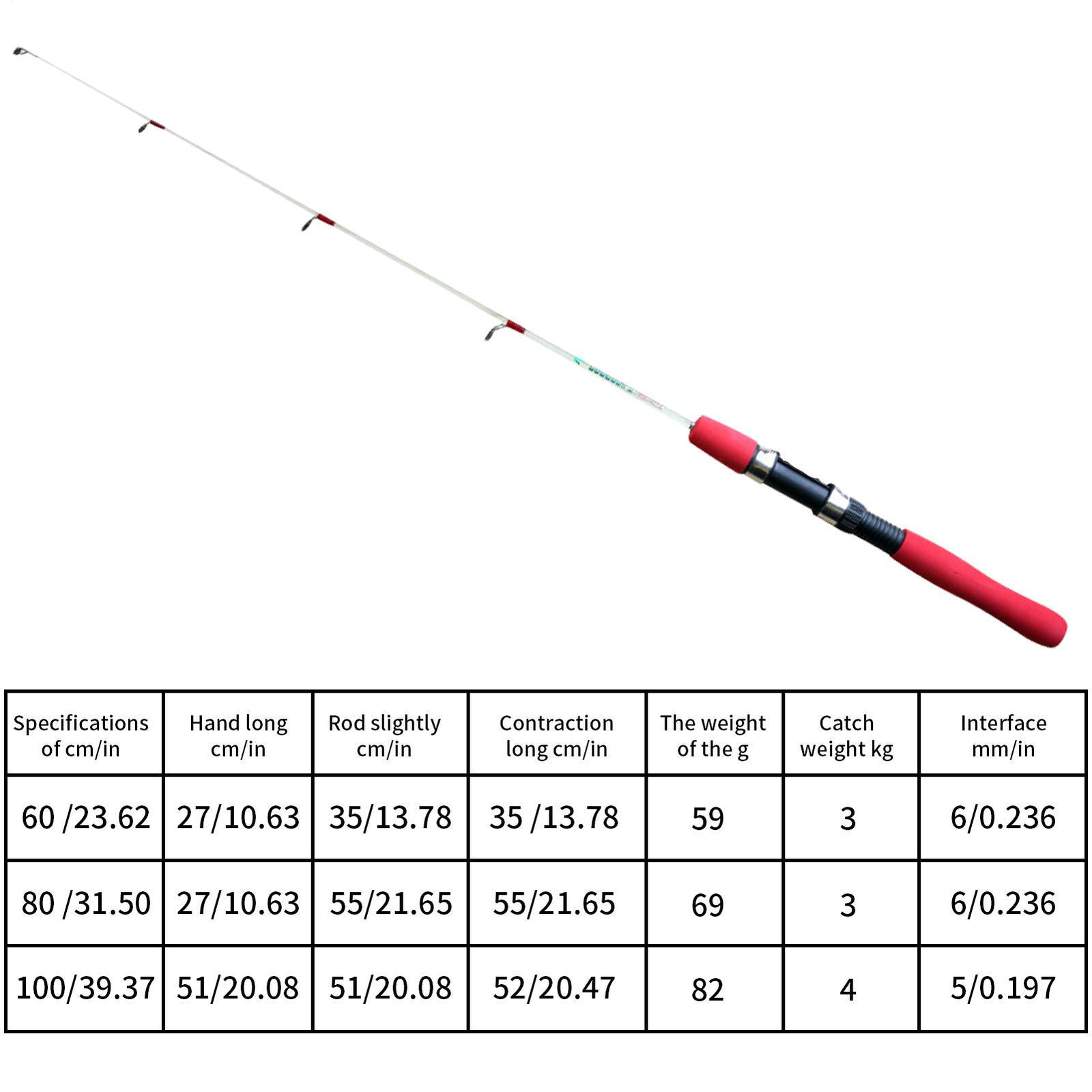 Mini Ice Fishing Rod Fiberglass Fiber Pole Fishing Rods Fish Tool