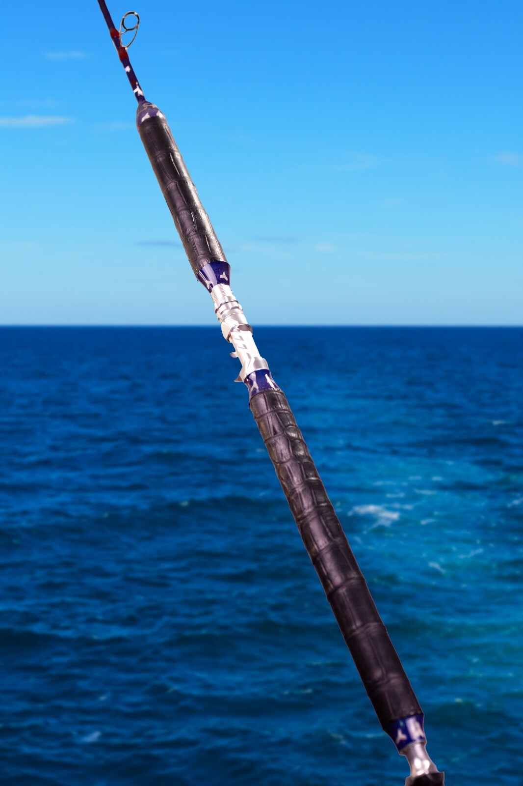 Custom Fishing Rod with Real Alligator Skin Grips and Awesome Paint Job