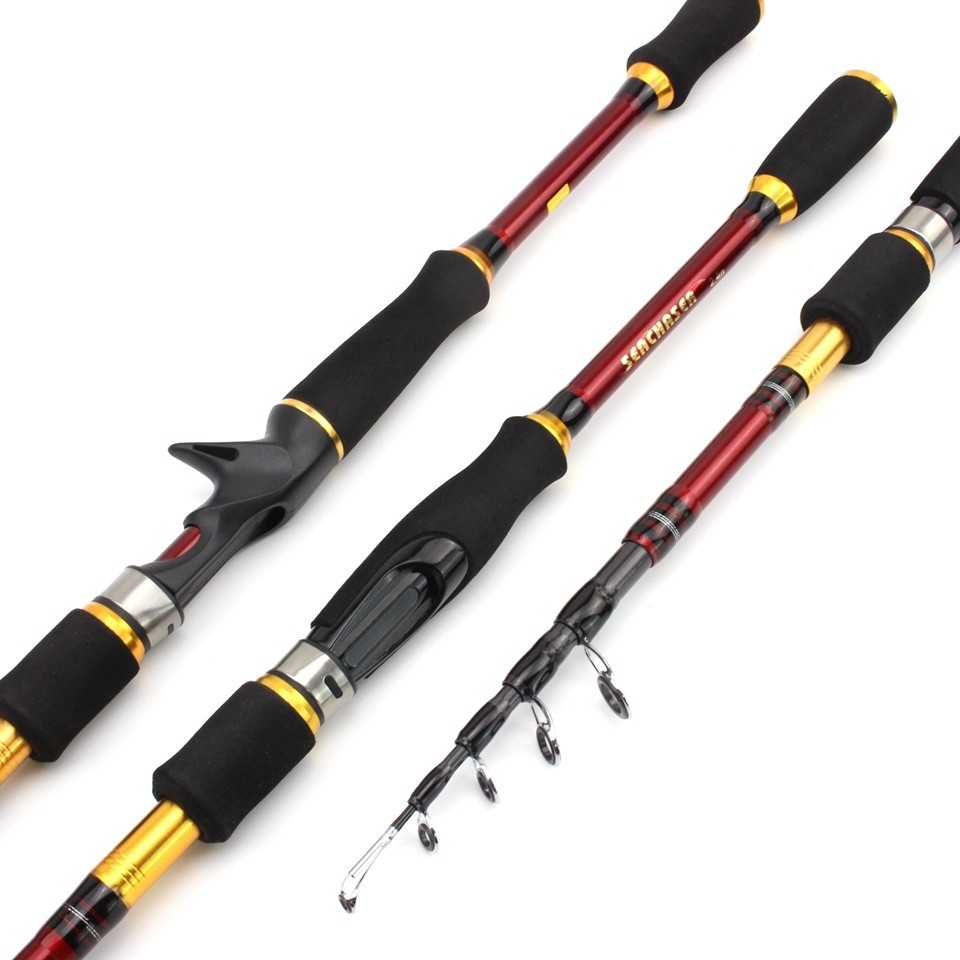 Telescopic Carbon Fiber Rod 1.8m-2.4m Lengths Portable Hard Fishing Short Pole