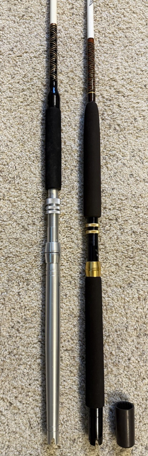 Lot of (2) Big Game Saltwater Rods, Penn International & Fenwick Fenglass