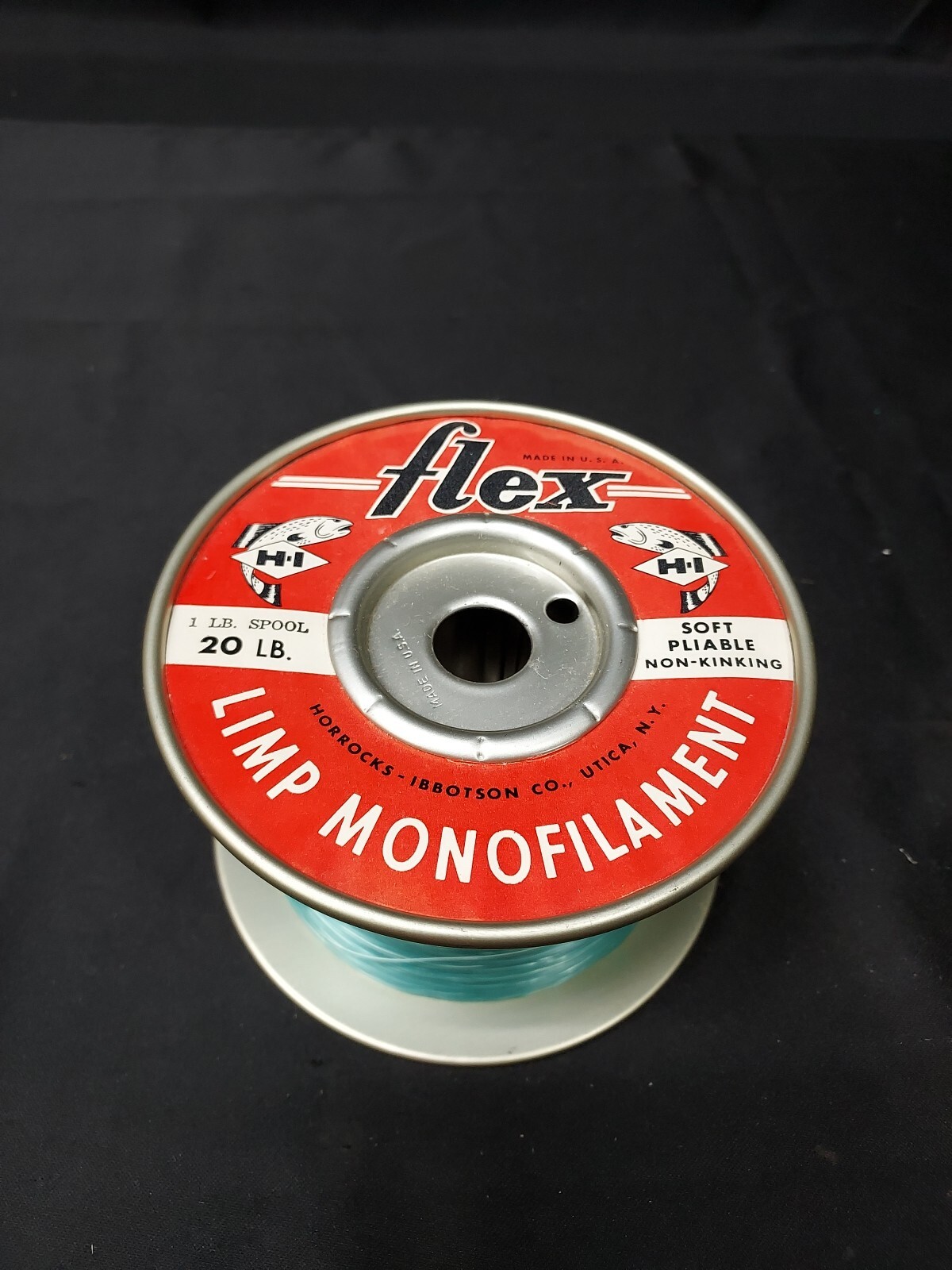 Vintage Flex Fishing Line Limp Monofilament 20 lb Line On Metal Spool Made USA