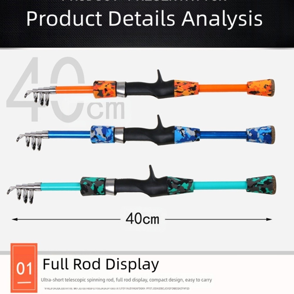 Telescopic Shrink Fishing Rod FRP 1.8m with Reel Bait Hooks for New Anglers