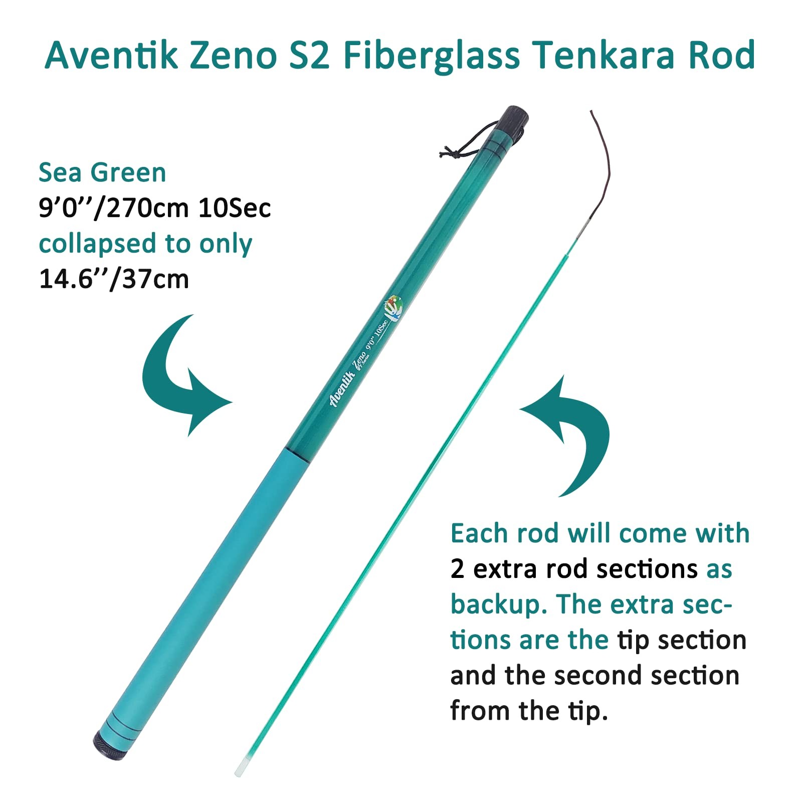 Eupheng Aventik Zeno S2-Glass Tenkara Rod90 10Sec Sea Green