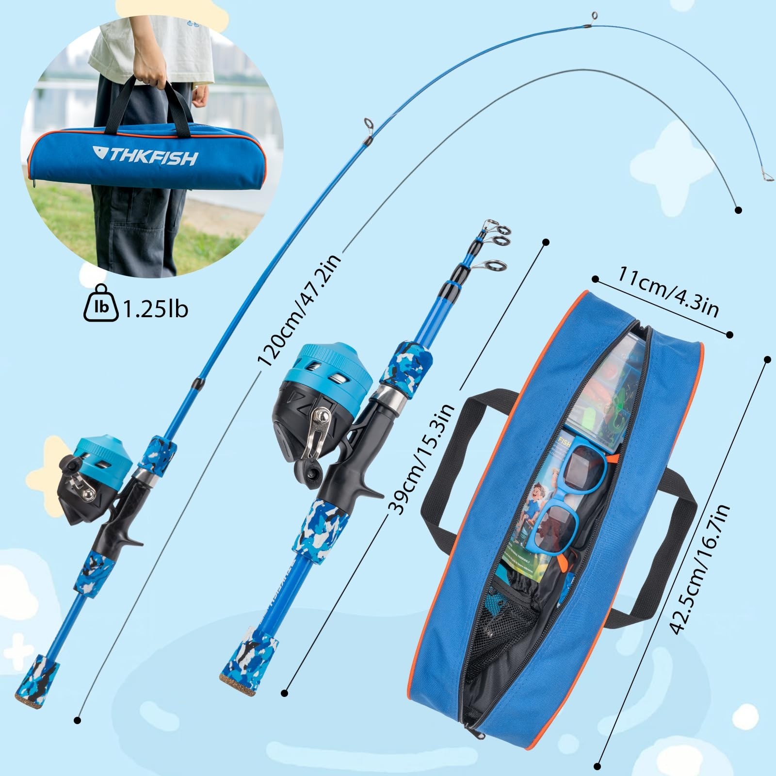 Kids Fishing Pole Set, Telescopic Fishing Rod Reel Combo Kids Starter Kit wit…