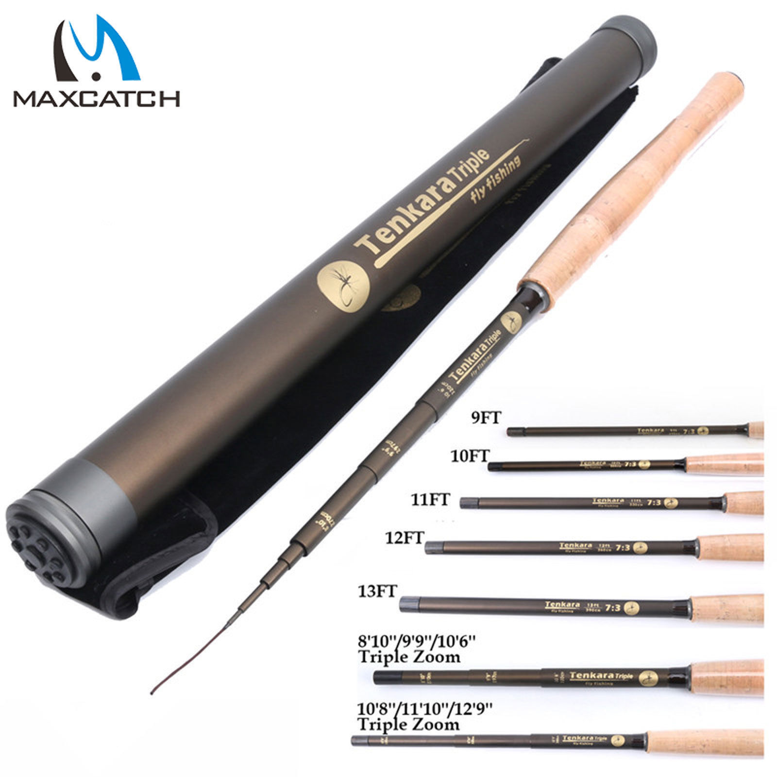 Maxcatch 9/10/11/12/13FT Tenkara Rod Fly Fishing Rod 7:3 Action Telescoping Rod
