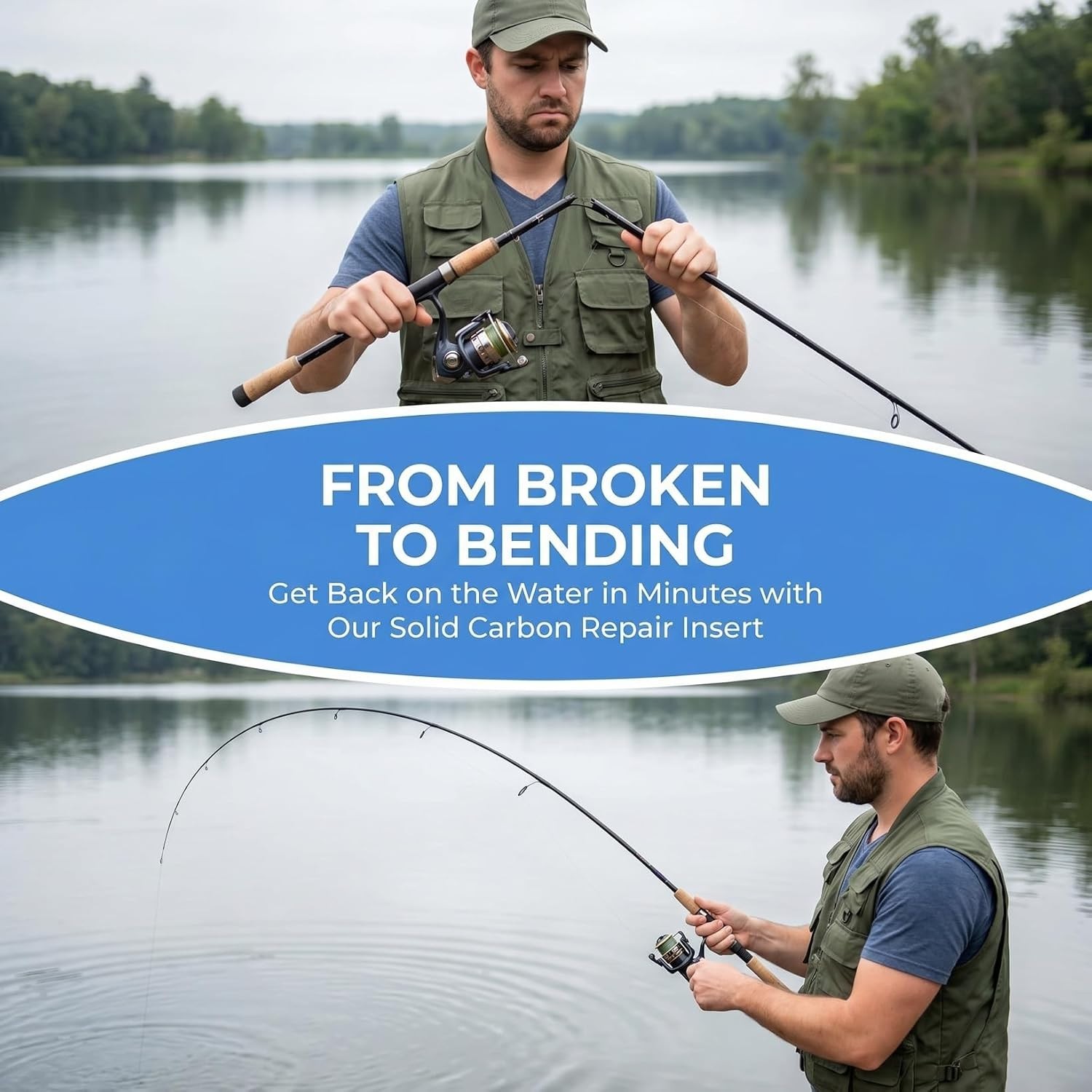 Carbon Fishing Rod Repair Insert Solid Carbon Fiber Rods Two-Piece Connection…