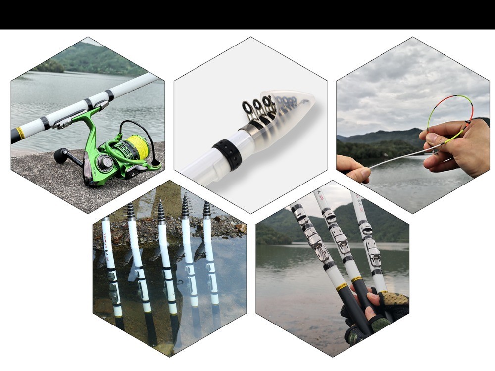 Spinning Rod Rock Fishing Carbon Fiber Mini Telescopic 1.5/1.8/2.1/2.4/2.7/3.0M