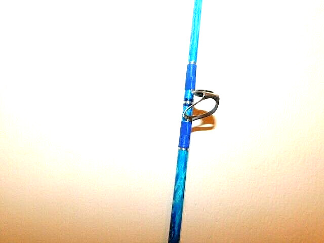 CUSTOM CONVENTIONAL ROD 7′ SEA BLUE PEARL MARBLE 25-50 LB TURBO GUIDES NEW