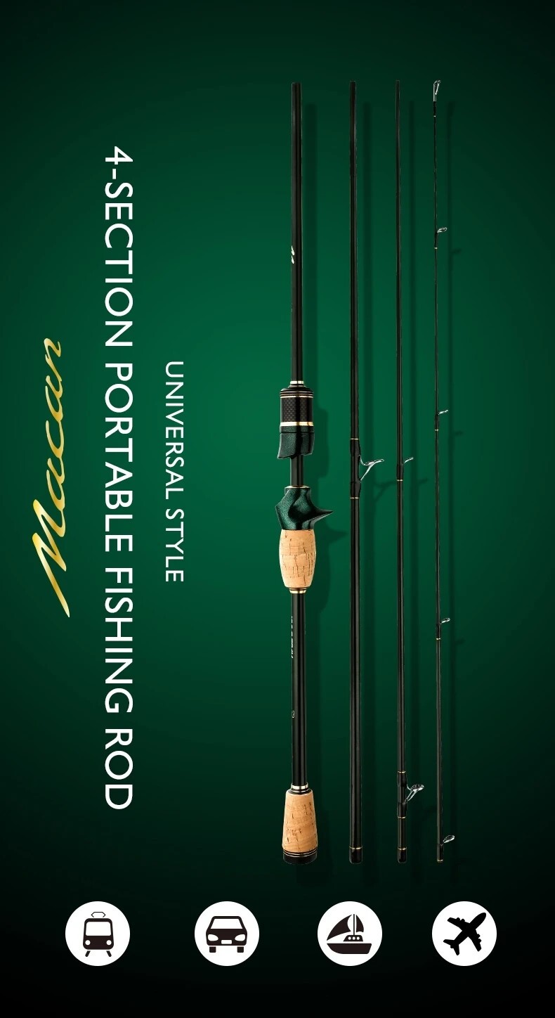 Spinning Casting Carbon Fishing Rod 4-5 Sections 1.8m/2.1m/2.4m Travel Rod