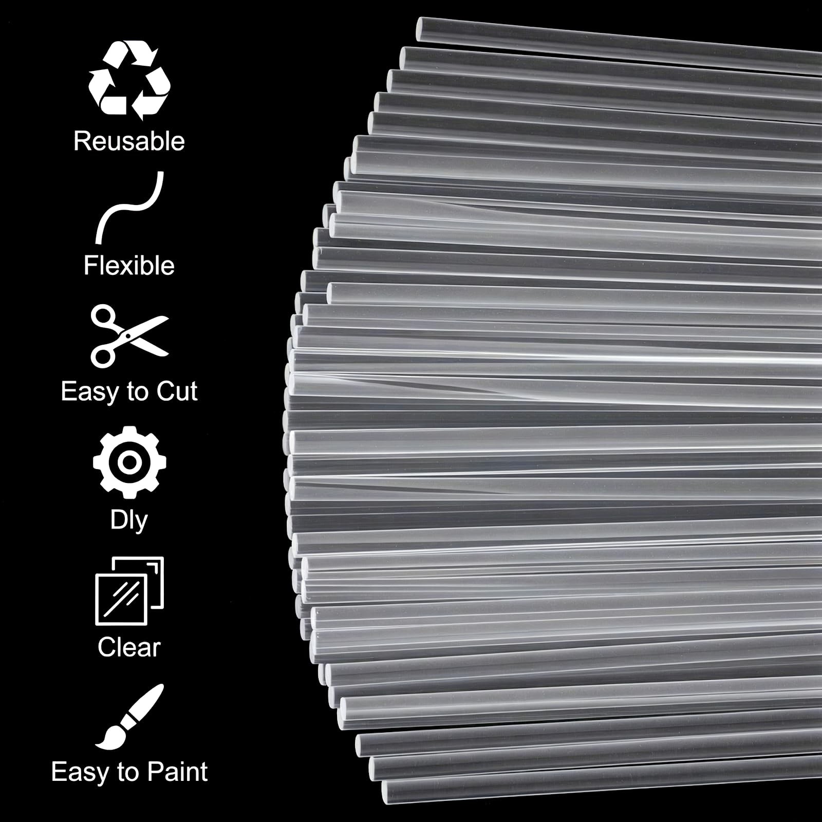 50 PCS Clear Acrylic Rods 3mm Diameter Plastic Sticks Strip 1/8×12 Inch