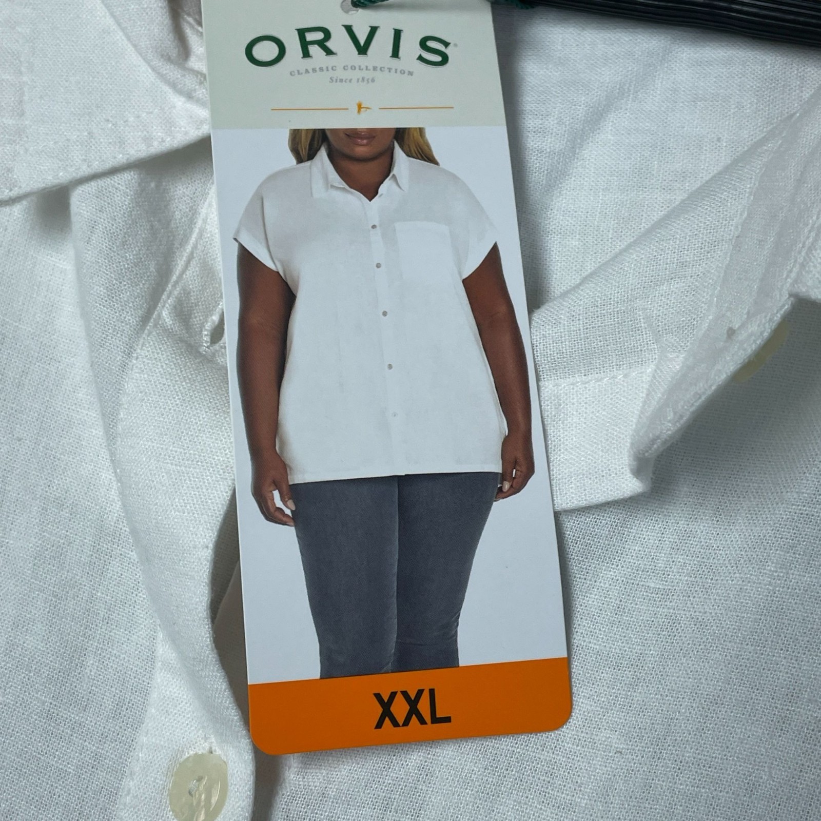 NWT Orvis Women’s XXL White Linen Rayon Button-Down Shirt Short Sleeve i2121