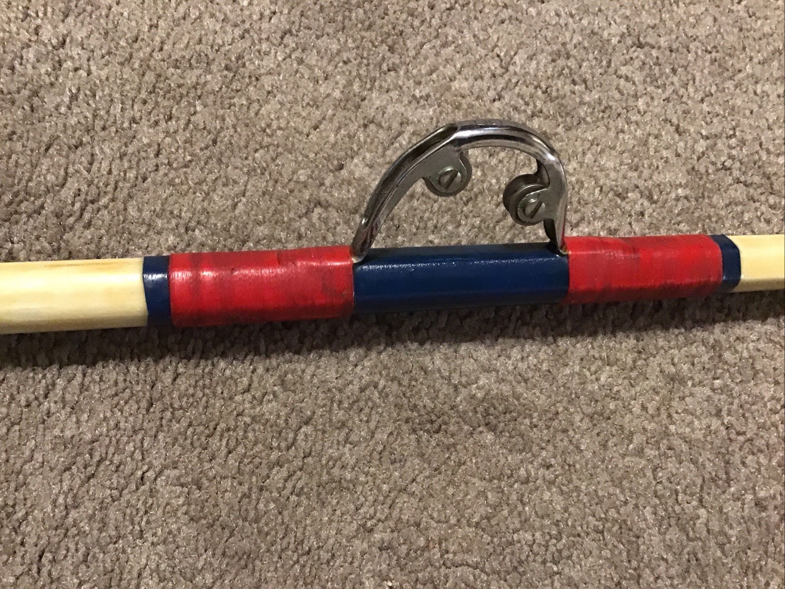 Vintage Hexagon Wood Butt 6’ 6” Aftco Roller Guide 50lb Trolling Rod R75