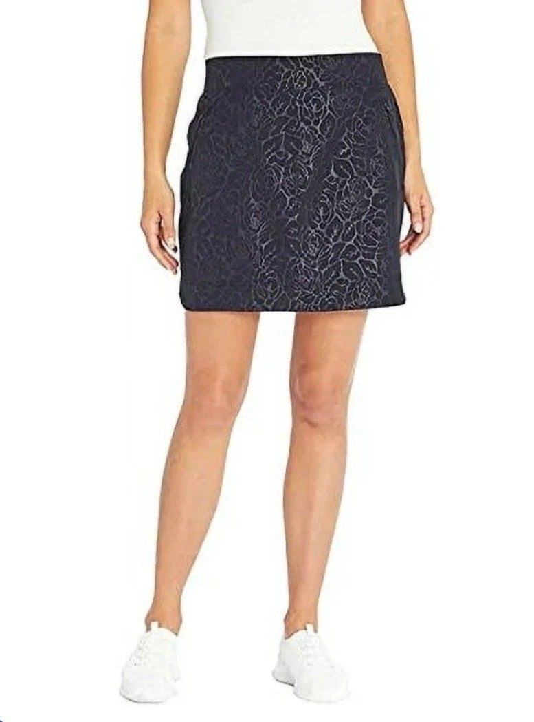 Orvis Women’s L Black Floral Active Skorts With Pockets B1366