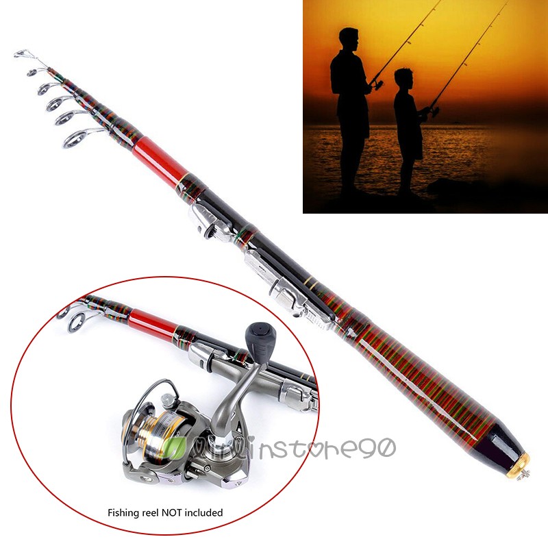 2.1m / 6.9ft Light Carbon Fiber Telescopic Fishing Rod Travel Spinning Rod Pole