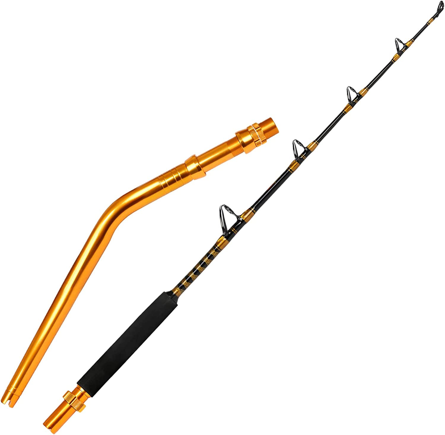 2-Piece Bent Butt Trolling Rod Saltwater Deep Sea Roller Big Game Fishing Pole