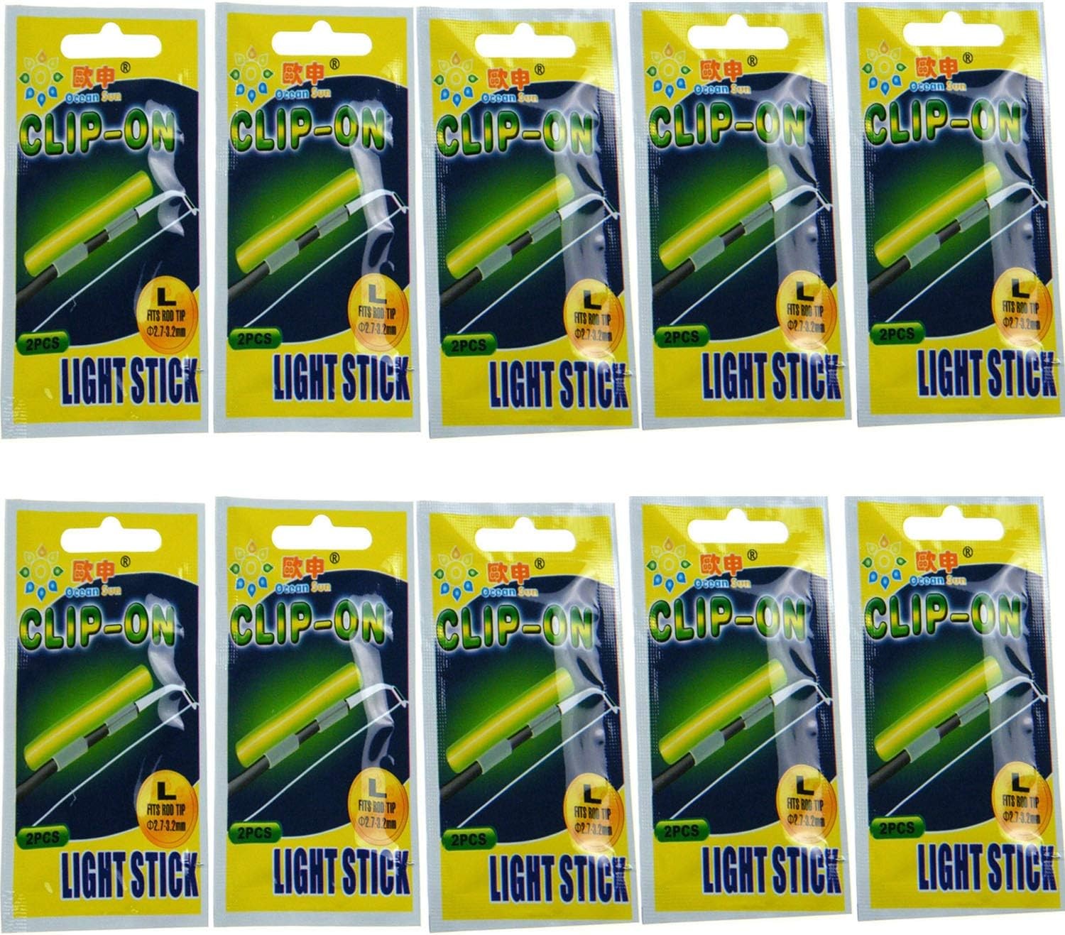 Clip-On Fishing Glow Sticks for Pole Rod Tip Light Bulk Kit 100 Pcs 20