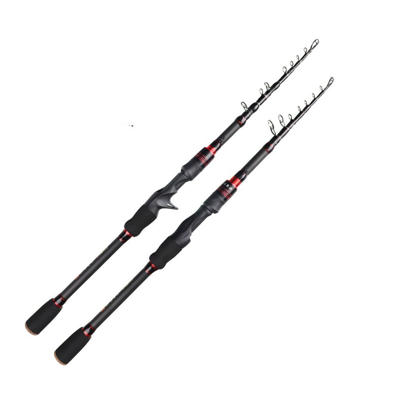 Telescopic Fishing Rod 7′ Baitcast Lure Rod Carbon Fiber Spinning Casting Travel