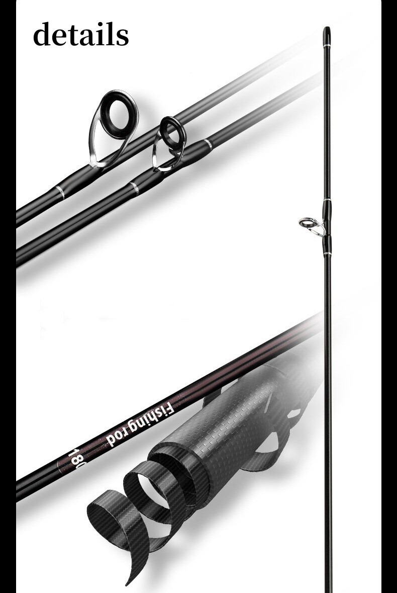 1.5M 1.68M 1.8M Fishing Rods Spinning Casting Pole Carbon Fiber Rod 2 Sections