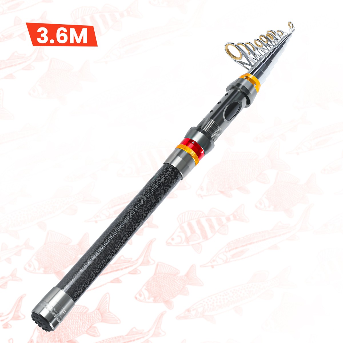 6-12ft Saltwater/Freshwater Spinning Fishing Rod Carbon Fiber Telescopic Pole US