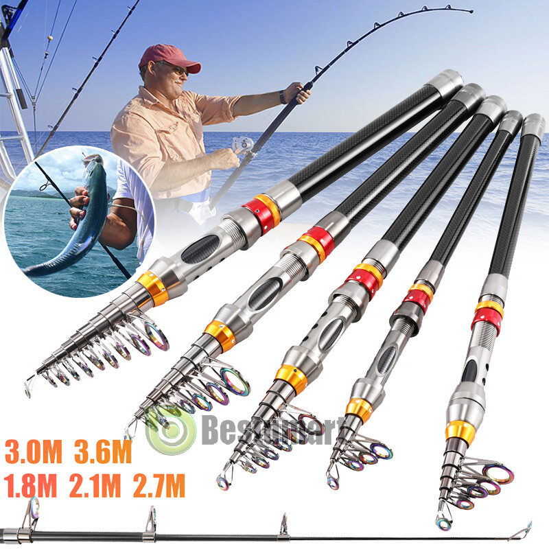 Telescopic Fishing Pole Spinning Rod Carbon Fiber Medium Fast Lightweight 9f 12f