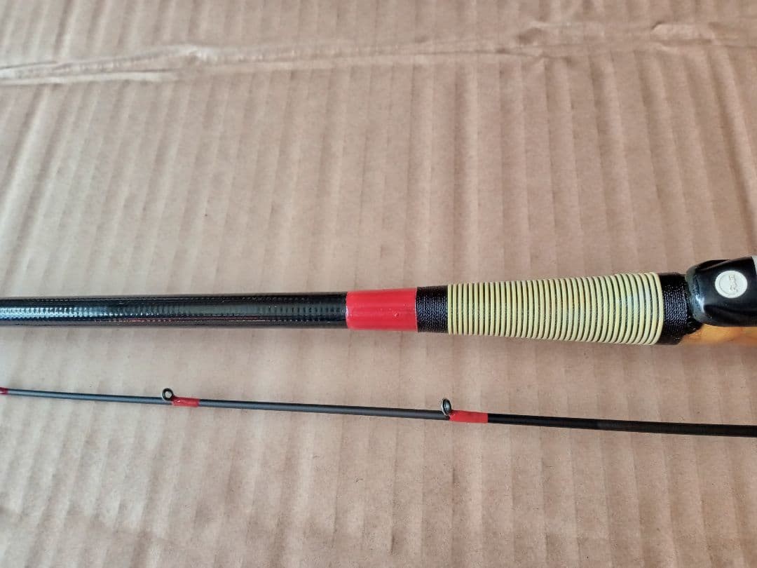 Chinu Bamboo Raft Fishing Pole 200cm, Fuji Guides, Wooden Grip, Used