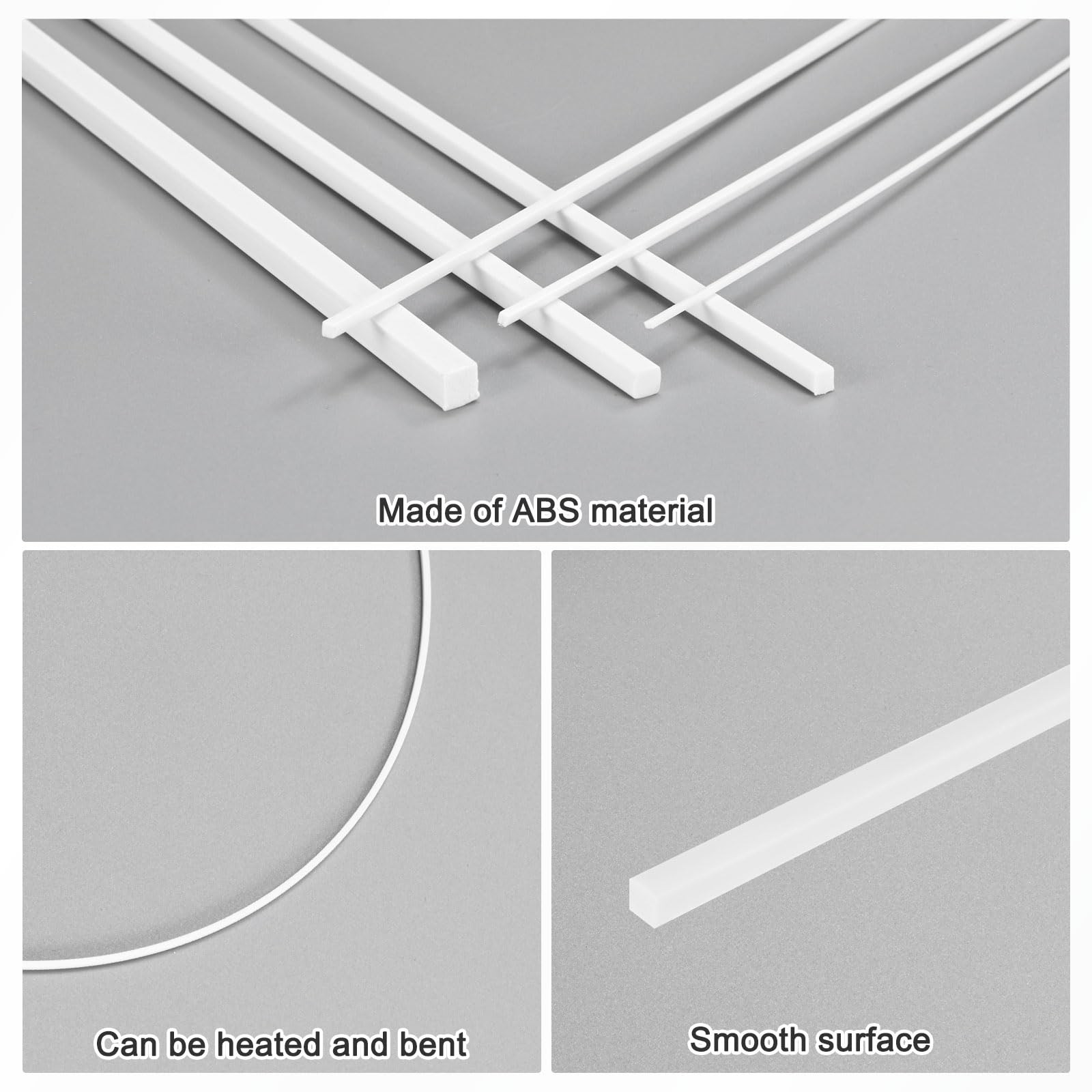 20-Pack Square Plastic Bars Rods, 5mm x 250mm ABS Smooth Plastic Tube Rod for…