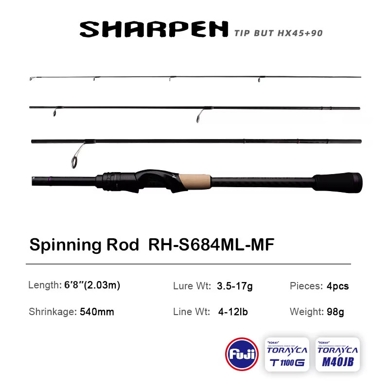 H PURELURE SHARPEN Fishing Rod – Spinning & Casting XF/MF Action, FUJI Components