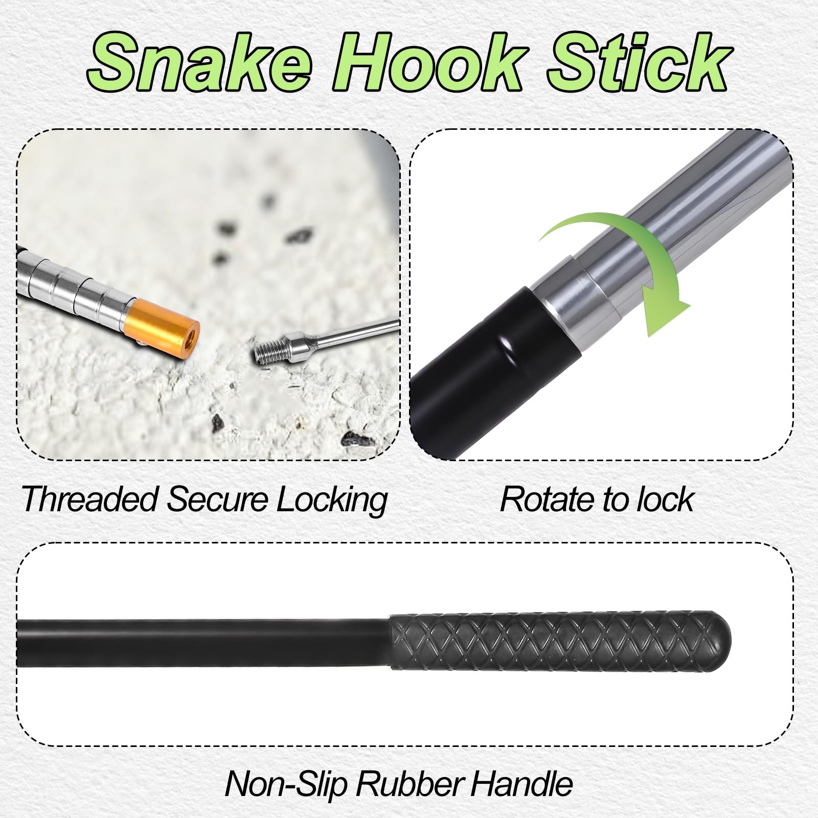 AIUWIZO 61 inch Snake Hook, Professional Reptile Catcher Silver white