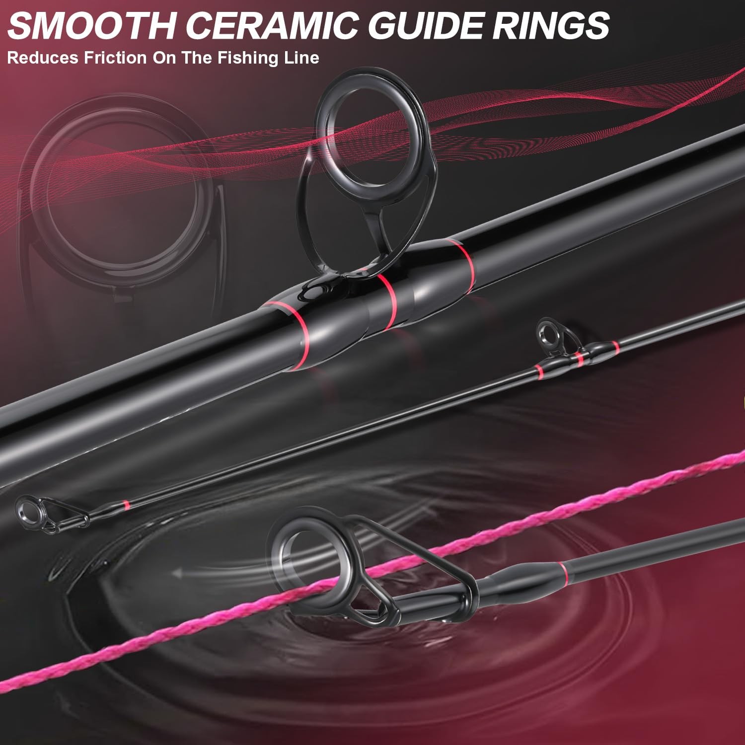 Sougayilang Surf Fishing Rod Portable Travel MH/H Surf Spinning Rod 4 Piece Carb