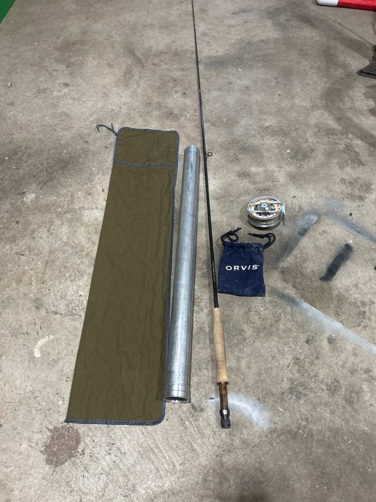 orvis recon 6wt length 9 olive green with case and orvis hydros sl 3