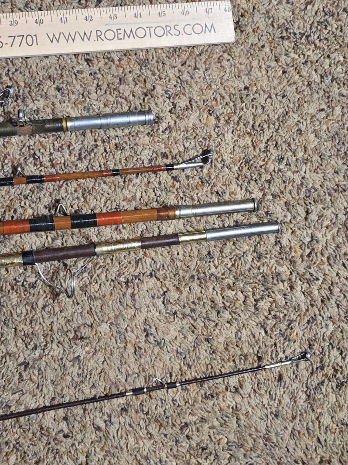 7 Vintage Fiberglass Bamboo Saltwater Freshwater Rods Eagle Claw Motague “As Is”